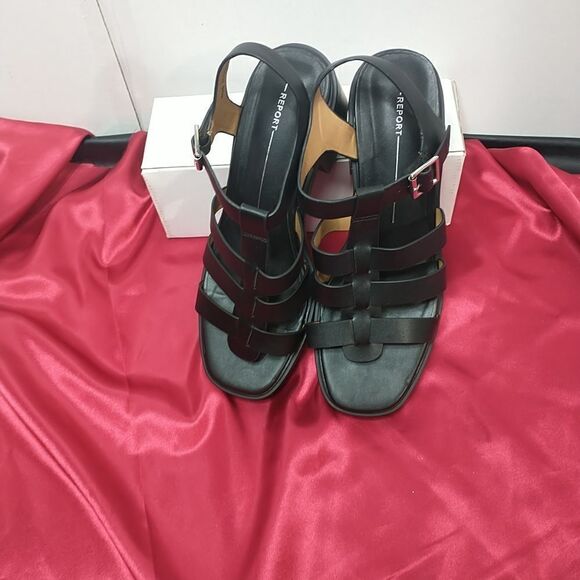 Report Lowry Black leather chunky heel shoes Women’s Size 11 - Picture 8 of 9